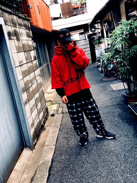 「PARADOX（パラドックス）のアイテム（スウェット）」を使った、Junyaさん（メンズ・166cm）の秋コーディネート