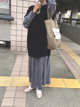 「アイテム（シャツワンピース、シルバー系）」を使った、RINKAさん（レディース・150cm）の秋コーディネート