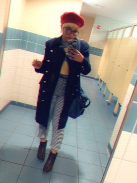 「plaid」｜「アイテム（スウェット）」を使った、Michaiah Shakainaさん（レディース・157cm）の夏コーディネート