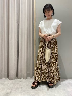 「プリーツバッグ」｜「アイテム（アクセサリー）」を使った、ハ  ルさん（レディース・152cm）の夏コーディネート