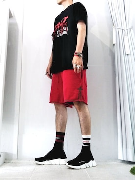 「スピードトレーナー」｜「アイテム（ソックス/靴下）」を使った、アールさん（メンズ・172cm）の夏コーディネート