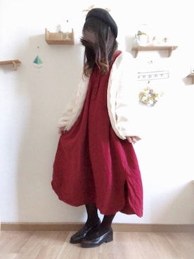 「Samansa Mos2 blue」｜「アイテム（ハンチング/ベレー帽）」を使った、mamu🐾さん（レディース・147cm）の秋コーディネート