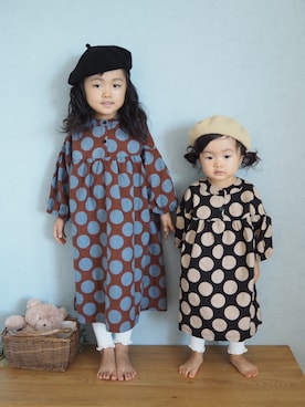 「レギンスコーデ」｜「アイテム（ハンチング/ベレー帽）」を使った、ゆ＆りさん（キッズ・110cm）の秋コーディネート