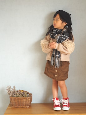 「アイラブCONVERSE」｜「アイテム（スウェット）」を使った、ゆ＆りさん（キッズ・110cm）の冬コーディネート
