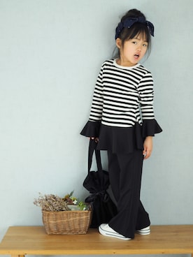 「黒パンツ」｜ゆ＆りさん（キッズ・110cm）の冬コーディネート