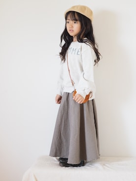 「おんなのこコーデ」｜「アイテム（ハンチング/ベレー帽）」を使った、ゆ＆りさん（キッズ・110cm）の秋コーディネート