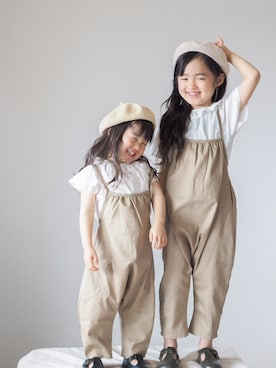 「襟付きトップス」｜「アイテム（オールインワン・サロペット）」を使った、ゆ＆りさん（キッズ・110cm）の春コーディネート