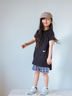 「GENERATOR（ジェネレーター）のアイテム（帽子）」を使った、ゆ＆りさん（キッズ・110cm）の春コーディネート