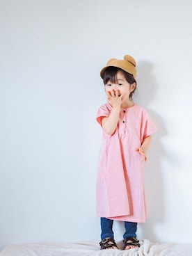 「ミッキー帽子」｜ゆ＆りさん（キッズ・90cm）の春コーディネート