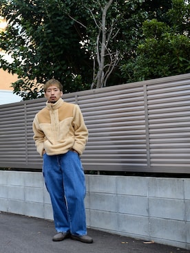 「ハイネックニット」｜「アイテム（ブルゾン）」を使った、ぎさん（メンズ・170cm）の冬コーディネート