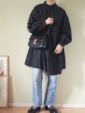 「ジーユー」｜「アイテム（シャツワンピース）」を使った、kawauso__mamaさん（レディース・160cm）の春コーディネート