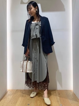 「遊び心のあるJacket Style」｜「アイテム（ワンピース/ドレス）」を使った、Miyukiさん（レディース・158cm）の春コーディネート