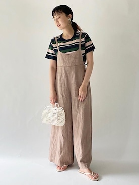 「green label relaxing（グリーンレーベルリラクシング）のアイテム（サロペット/オーバーオール）」を使った、Miyukiさん（レディース・158cm）の春コーディネート