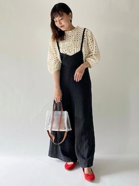 「green label relaxing（グリーンレーベルリラクシング）のアイテム（サロペット/オーバーオール）」を使った、Miyukiさん（レディース・158cm）の春コーディネート