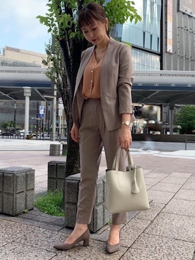 「スタッフセンバツ」｜「アイテム（ノーカラージャケット）」を使った、Miyukiさん（レディース・158cm）の秋コーディネート