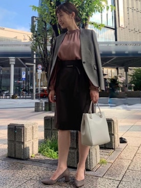 「スタッフセンバツ」｜「アイテム（ノーカラージャケット）」を使った、Miyukiさん（レディース・158cm）の秋コーディネート