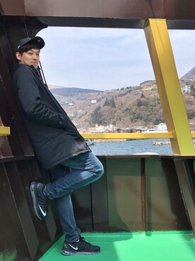 「ARMANI EXCHANGE（アルマーニエクスチェンジ）のアイテム（ナイロンジャケット）」を使った、Kenさん（メンズ・183cm）の春コーディネート