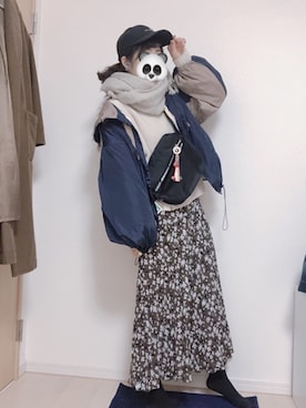 「one after another NICE CLAUP（ワンアフターアナザーナイスクラップ）のアイテム（ブルゾン）」を使った、お豆さん（レディース・168cm）の冬コーディネート
