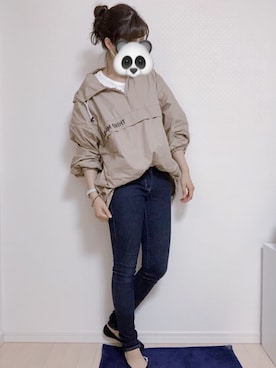 「UNIQLO（ユニクロ）のWOMEN ウルトラストレッチジーンズ（デニムパンツ）」を使った、お豆さん（レディース・168cm）の夏コーディネート