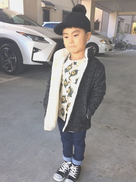 「ARCH & LINE（アーチアンドライン）のアイテム（その他アウター）」を使った、eieieiさん（キッズ・110cm）の冬コーディネート