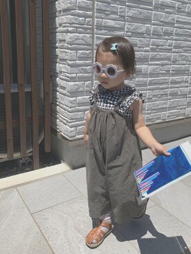 「サンダルに靴下」｜「アイテム（オールインワン・サロペット）」を使った、eieieiさん（キッズ・90cm）の夏コーディネート