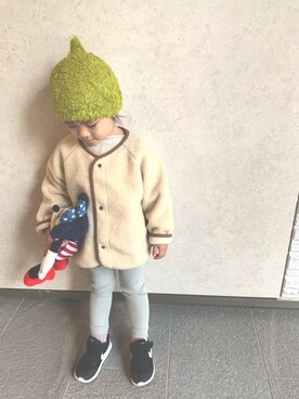 「cokitica（コキチカ）のアイテム（帽子）」を使った、eieieiさん（キッズ・90cm）の秋コーディネート