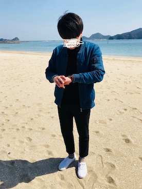 「Daniel Wellington」｜「アイテム（MA-1）」を使った、Kazuさん（メンズ・164cm）の春コーディネート