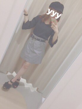 「one after another NICE CLAUP（ワンアフターアナザーナイスクラップ）のアイテム（キャスケット）」を使った、yuchamuさん（レディース・155cm）の夏コーディネート