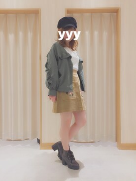 「one after another NICE CLAUP（ワンアフターアナザーナイスクラップ）のアイテム（キャスケット）」を使った、yuchamuさん（レディース・155cm）の秋コーディネート