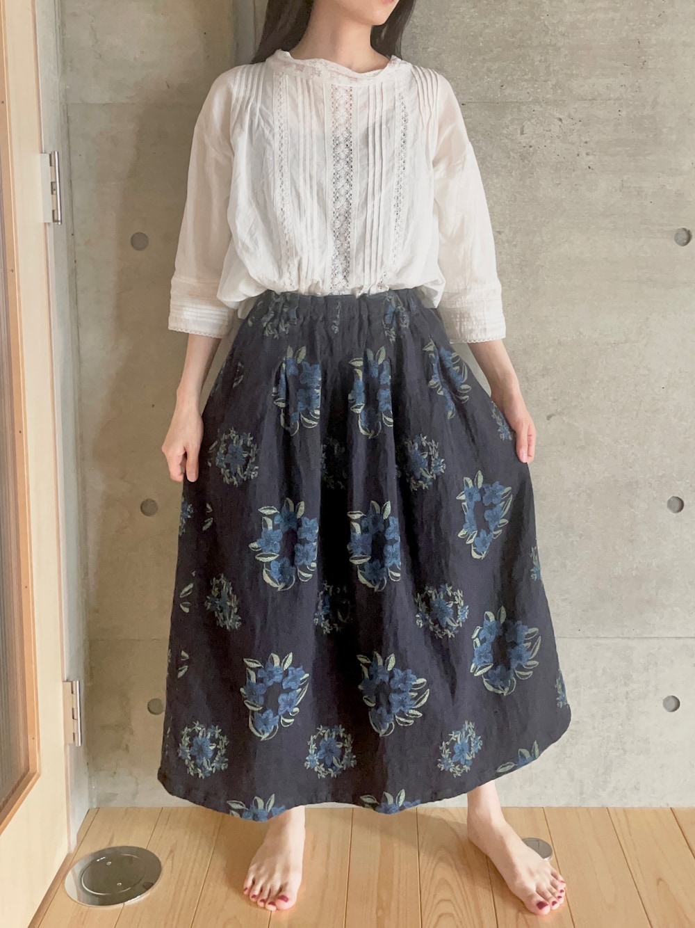 「春コーデ、bluetrick」｜「BLUE TRICKのアイテム（スカート、ブルー系）」を使った、ferisiaさん（レディース・153cm）の春コーディネートの1枚目の写真