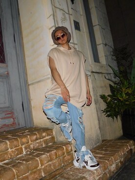 「Acne Studios（アクネストゥディオズ）のアイテム（その他トップス）」を使った、なぎさん（メンズ・175cm）の夏コーディネート