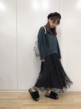「ジーナシス」｜「アイテム（ハンチング/ベレー帽）」を使った、JEANASIS　WEB　chanさん（レディース・152cm）の秋コーディネート