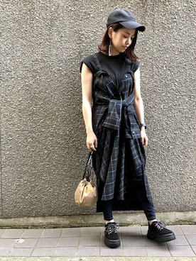 「JEANASIS（ジーナシス）のアイテム（シャツワンピース）」を使った、JEANASIS　WEB　chanさん（レディース・152cm）の夏コーディネート