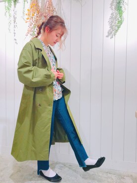 「レイカズン(Ray Cassin)」｜「アイテム（トレンチコート）」を使った、はるんちゅさん（レディース・152cm）の春コーディネート