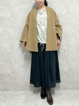 「ドルマンスリーブ」｜「アイテム（その他アウター）」を使った、bea _kiyoさん（レディース・156cm）の秋コーディネート