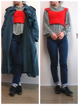 「ロングコート×スキニー」｜Neさん（レディース・151cm）の春コーディネート