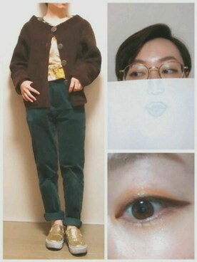 「アイテム（スリッポン、ゴールド系）」を使った、Neさん（レディース・151cm）の春コーディネート