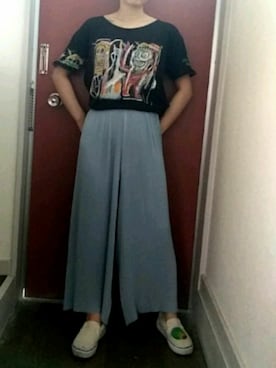 「水色」｜「アイテム（スリッポン）」を使った、Neさん（レディース・151cm）の夏コーディネート
