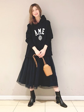 「AMERICANA（アメリカーナ）のアイテム（パーカー）」を使った、ERIKA (BABYLONE)さん（レディース・166cm）の秋コーディネート