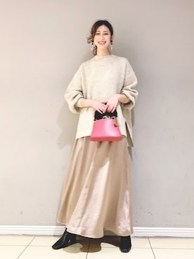 「ボリュームニット」｜「アイテム（その他）」を使った、ERIKA (BABYLONE)さん（レディース・166cm）の冬コーディネート
