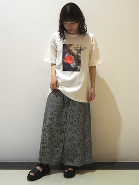 「バラ柄」｜「アイテム（ワンピース/ドレス）」を使った、tiptop+pocketさん（レディース・150cm）の夏コーディネート