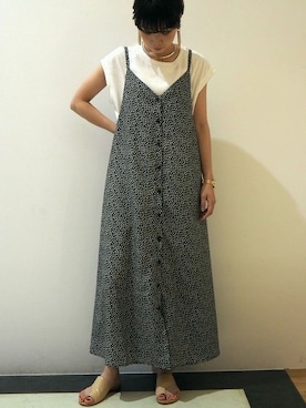 「Aラインスカート」｜「アイテム（ワンピース/ドレス）」を使った、tiptop+pocketさん（レディース・156cm）の夏コーディネート