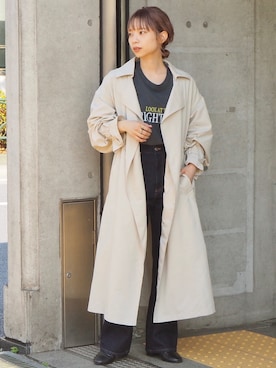 「tiptop（ティップトップ）のアイテム（トレンチコート）」を使った、tiptop+pocketさん（レディース・150cm）の春コーディネート