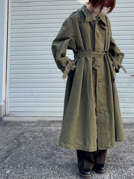 「フランス軍」｜「アイテム（ステンカラーコート）」を使った、マリコスさん（レディース・154cm）の春コーディネート
