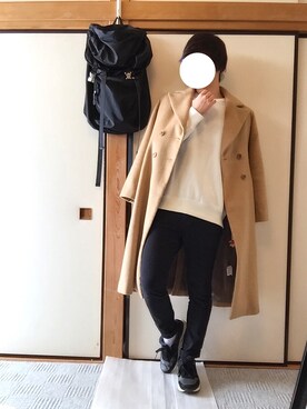 「肩掛け」｜「アイテム（チェスターコート）」を使った、ゆっぴさん（メンズ・165cm）の冬コーディネート