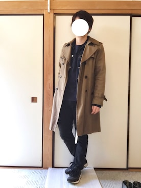 「ジージャン」｜「アイテム（トレンチコート）」を使った、ゆっぴさん（メンズ・165cm）の春コーディネート