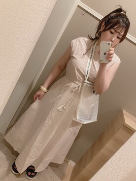ロングマキシ丈無地フレアワンピース 半袖 を使った人気ファッションコーディネート Wear