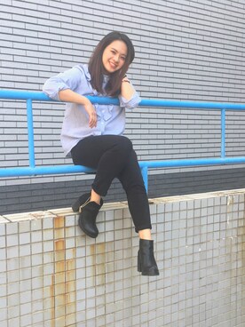 「PULL&BEAR（プルアンドベア）のアイテム（ブーツ）」を使った、Cynthiaさん（レディース・150cm）の冬コーディネート
