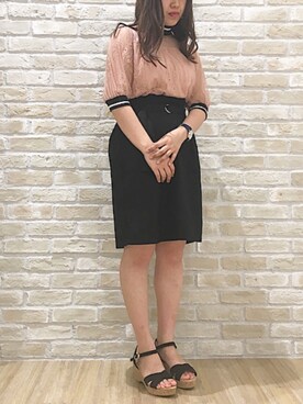 haruna matsumotoさんの「・ハイウエストベルト付きナロースカート」を使ったコーディネート