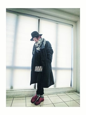 「M（エム）のアイテム（帽子）」を使った、KAZUYAさん（メンズ・170cm）の冬コーディネート